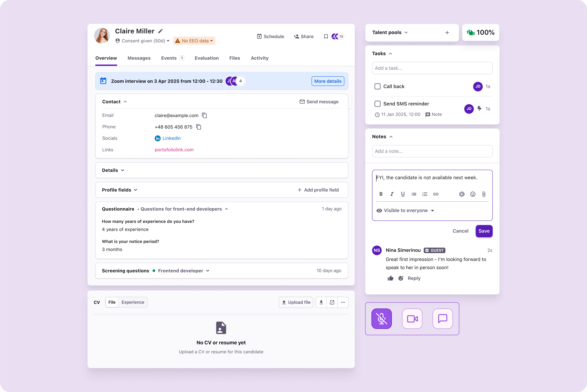 https://2688240.fs1.hubspotusercontent-na1.net/hubfs/2688240/2025%20-%20Tellent%20Recruitee%20overview%20page/Tellent%20Recruitee%20EN%20-%20Candidate%20profile%20%2B%20Interview%20and%20evaluations.png